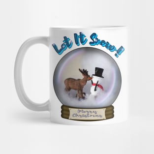 Deer and Snowman Snow Globe Merry Christmas Mug